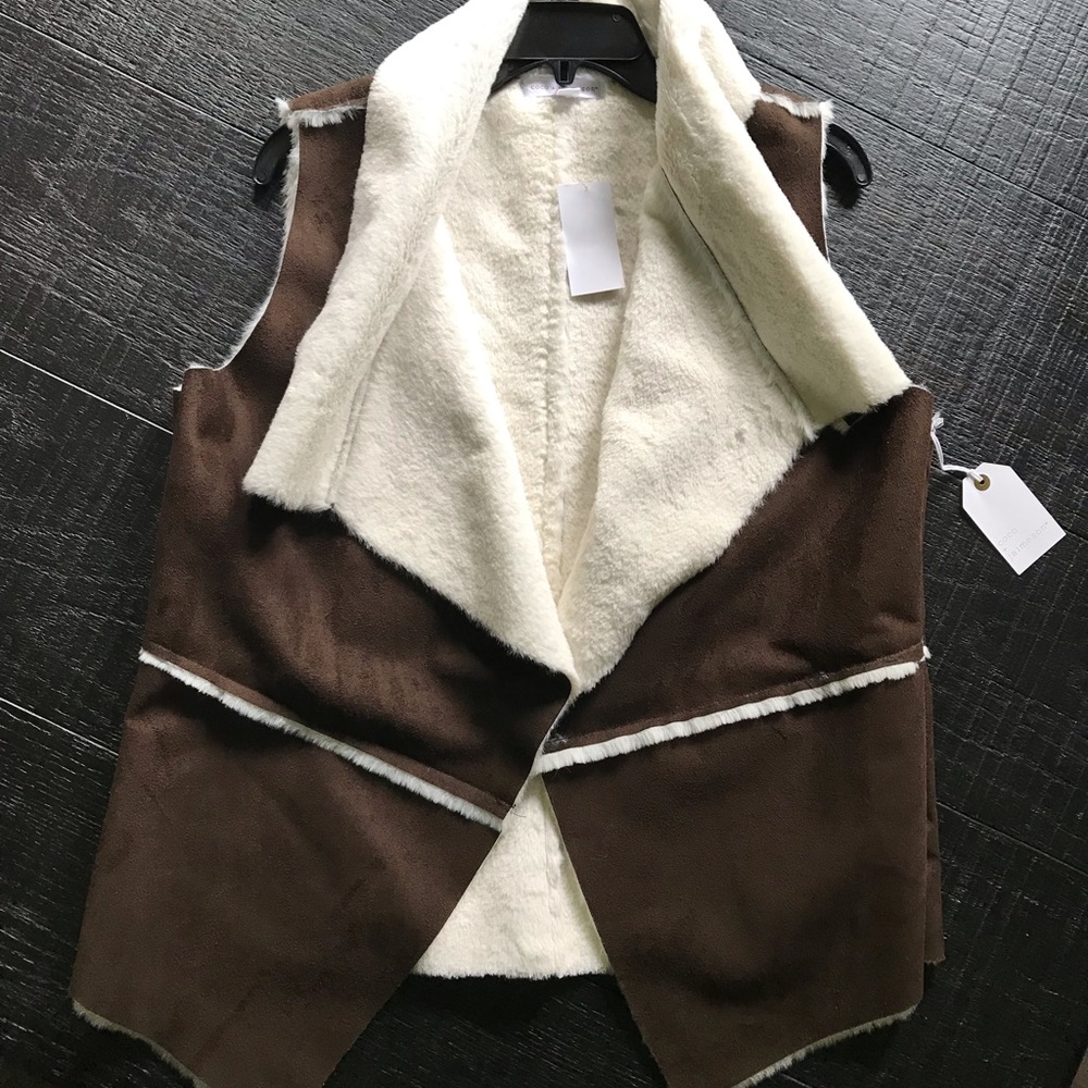 Dark Brown Faux Suede Vest - Picture 2 of 4
